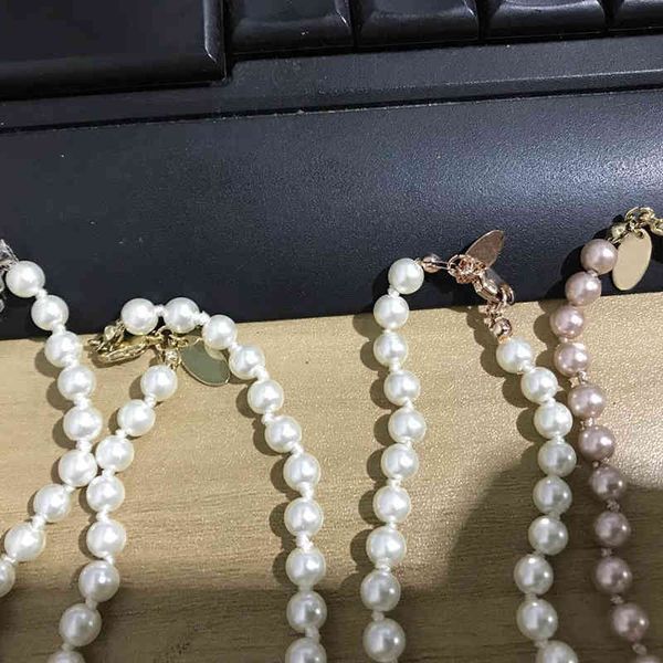 Short pearl chain orbital necklace for women, a stylish jewelry gift