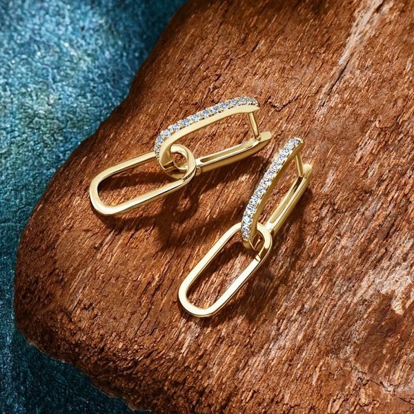 Silver 925 real diamond huggie hoop earrings for women, stylish 1.4mm D color jewelry
