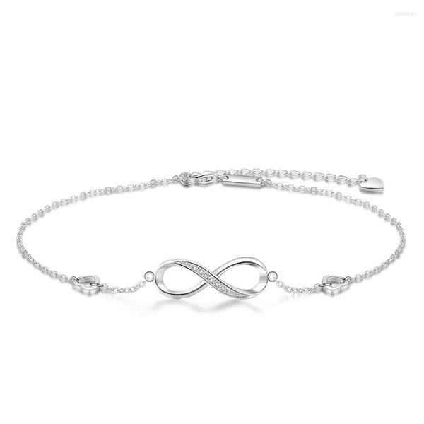 Silver infinity chain ankle bracelet for women, a bohemian charm jewelry perfect for the beach