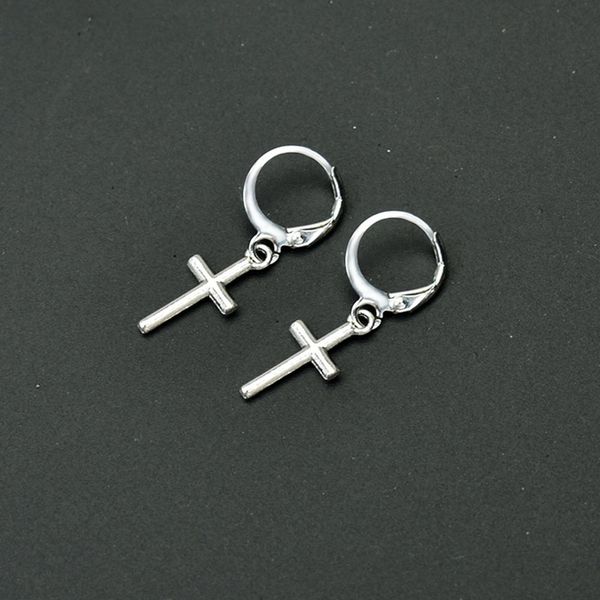 Silver Small Cross Drop Dangle Earrings for Women - Trendy Fashion Jewelry