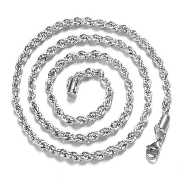 Silver-colored 925 sterling silver necklace rope chain for women's jewelry and piercings