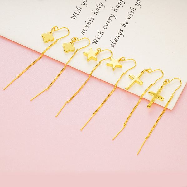 Simple and elegant 18k gold-filled heart, cross, and star earrings for women, perfect for any occasion