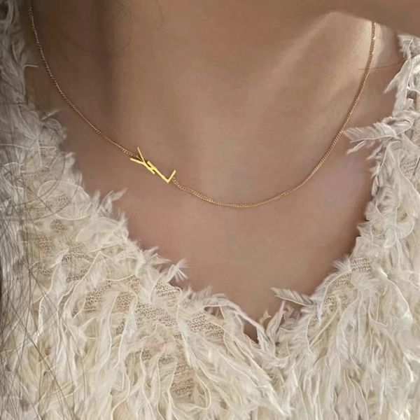 Simple elegant pendant choker necklace with 14K gold-plated thin chain and lightweight design
