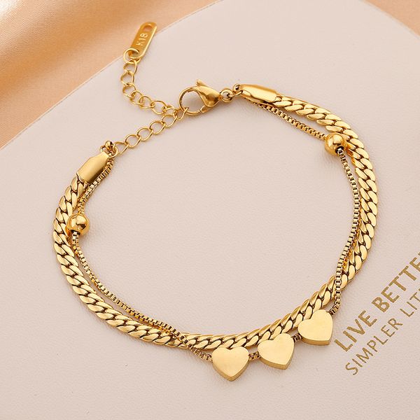 Simple, stylish multi-layered titanium steel bracelet jewelry for women
