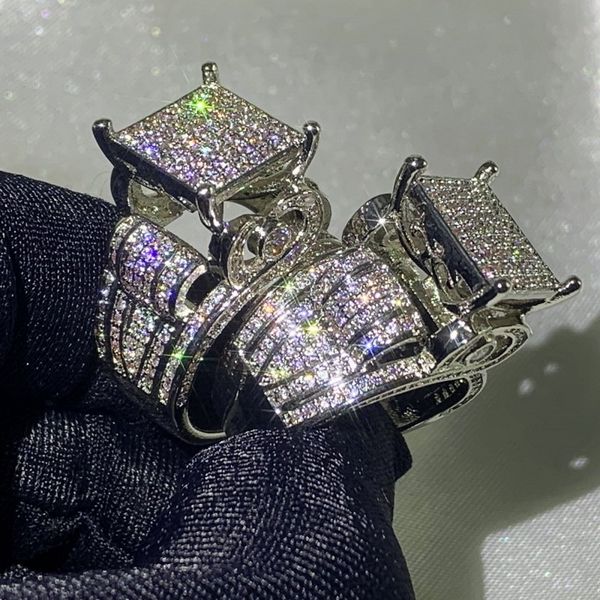 Size 5-10 Drop Shipping Vintage Silver Jewelry with White Sapphire and CZ Diamond Women's Wedding Ring Gift