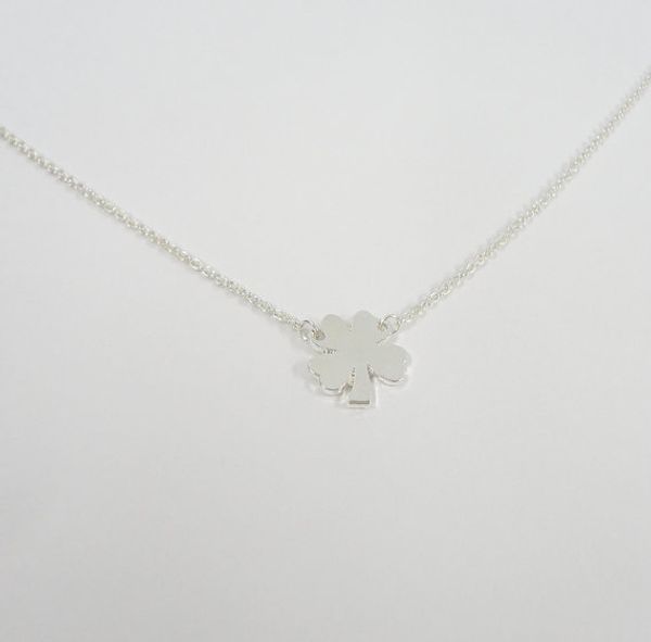 Small lucky clover pendant necklace for good luck and birthday gifts