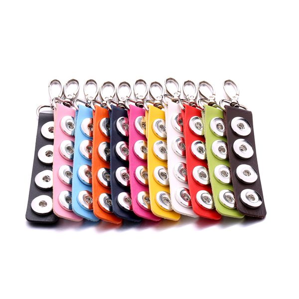 Snap keychain for women made of PU leather, fits 18/20mm button snap jewelry