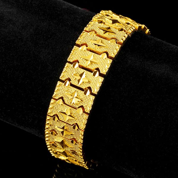 Solid 17mm Wide Band Bracelet in 18k Gold Filled, Classic Unisex Design for Women and Men, Perfect Gift Choice