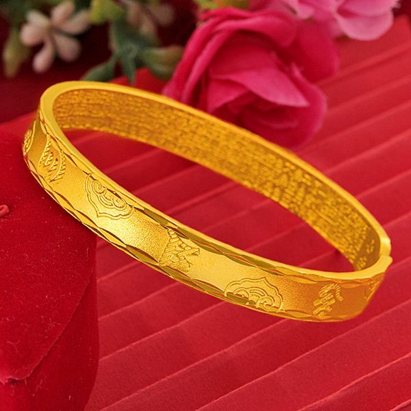 Solid Simple Cuff Bangle Bracelet Women Jewelry 18k Yellow Gold Filled Pretty Gift