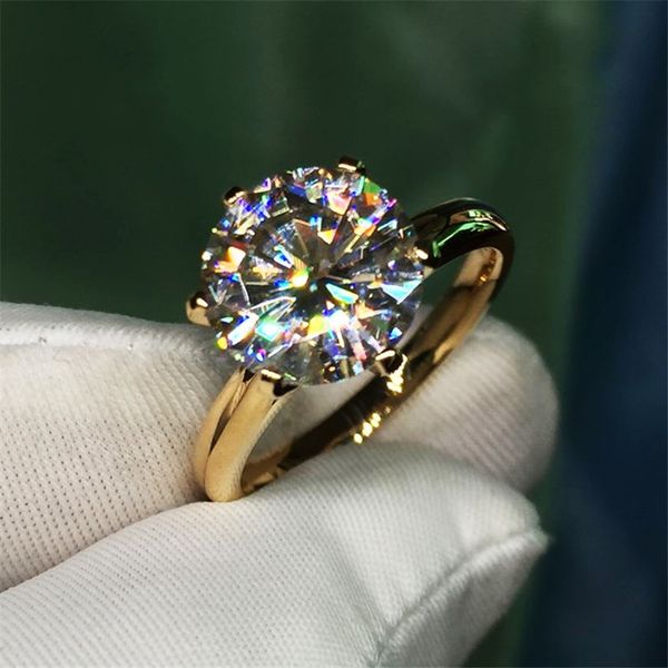 Solitaire 1.5ct lab diamond 24K gold ring in 925 sterling silver, perfect for women's engagement and wedding bands as bridal jewelry