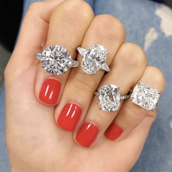Solitaire 5ct lab diamond ring crafted in genuine 925 sterling silver, perfect for engagements, weddings, or bridal party accessories