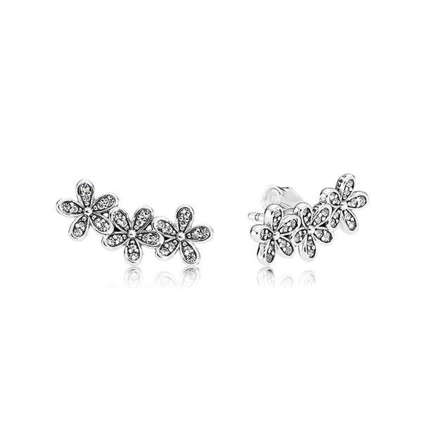 Sparkling Pandora stud earrings in 925 silver with CZ diamonds, perfect as wedding party jewelry or gifts for women and girlfriends