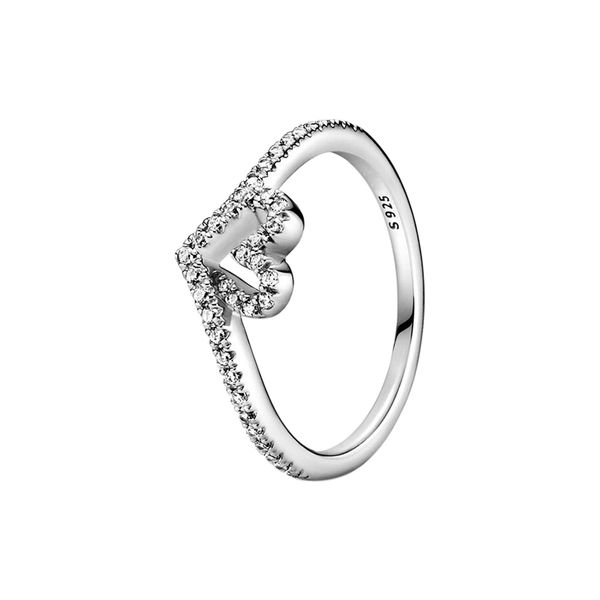 Sparkling sterling silver heart ring with CZ diamonds, perfect as a Pandora-compatible engagement or girlfriend gift in rose gold