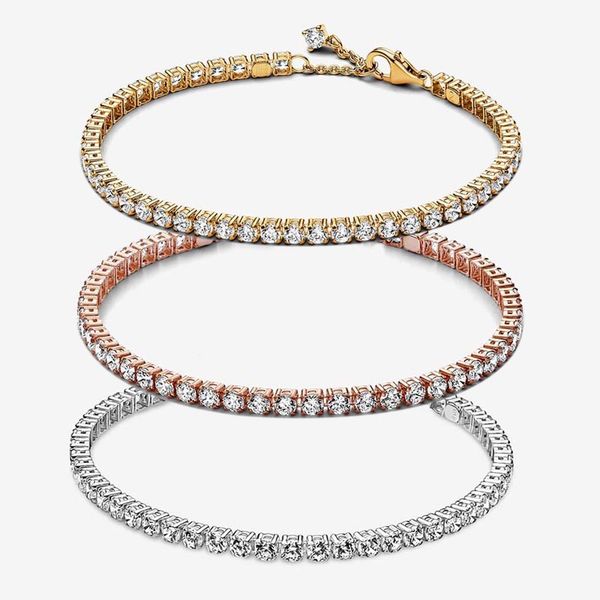 Sparkling tennis bracelet for women, crafted in 925 sterling silver with diamond accents, featuring a hand chain design, ideal for weddings and special occasions, presented in a retail box for prem...
