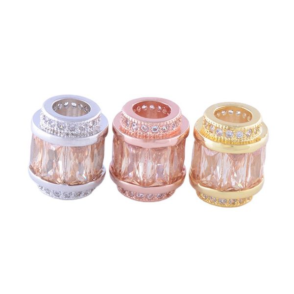 Square zirconia beads with large holes for crafting bracelets and necklaces