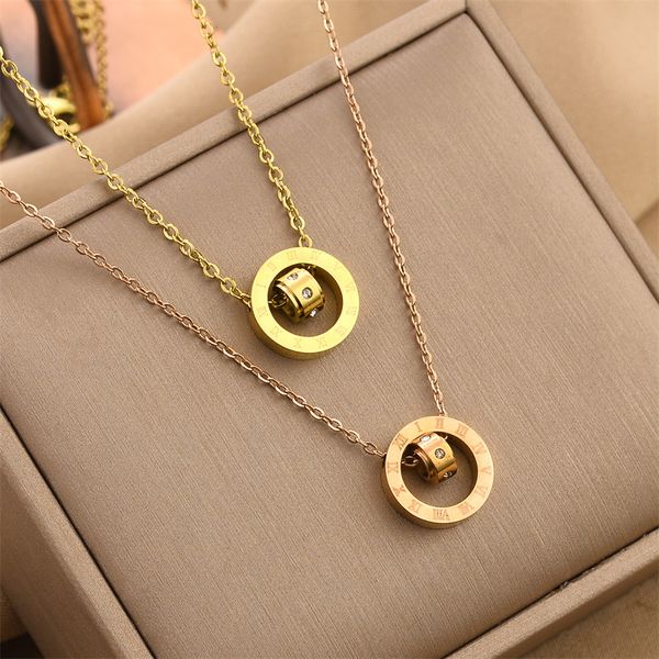 Stainless steel pendant necklace featuring Roman numeral design, a stylish and lucky jewelry piece for women