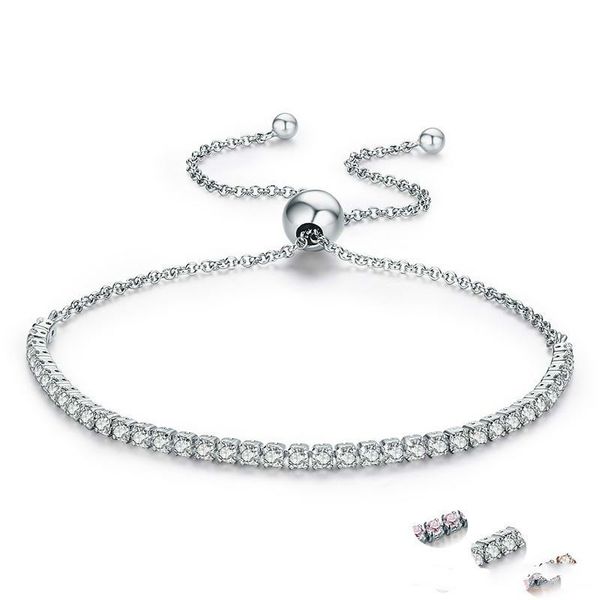 Sterling silver sparkling link bracelet for women, a European-style tennis charm jewelry piece