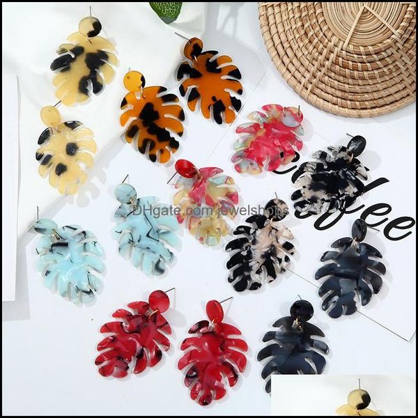 Stud Earrings Jewelry: Bohemian-style Acrylic Leaf Design for Women - Colorful Personalized Drop Earrings 2021