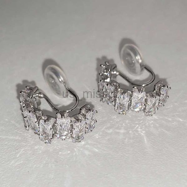 Stud Fashion Fine Sparkle Zircon C Shape Ear Cuff Metal Clip Earrings For Women Without Piercing Cartilage Ear Clip Wedding Jewelry J230529