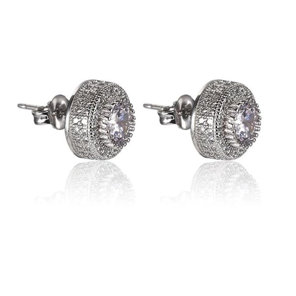 Stud Hip Hop Jewelry featuring Moissanite Micro-inlaid Round Earrings - Popular Luxury Accessories for Both Genders