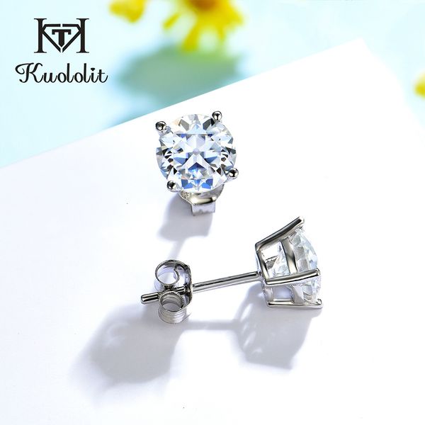Stud Kuololit 24CT OEC Women's Earrings in 925 Sterling Silver with Brilliant Cut D VVS Solitaire for Christmas 221119