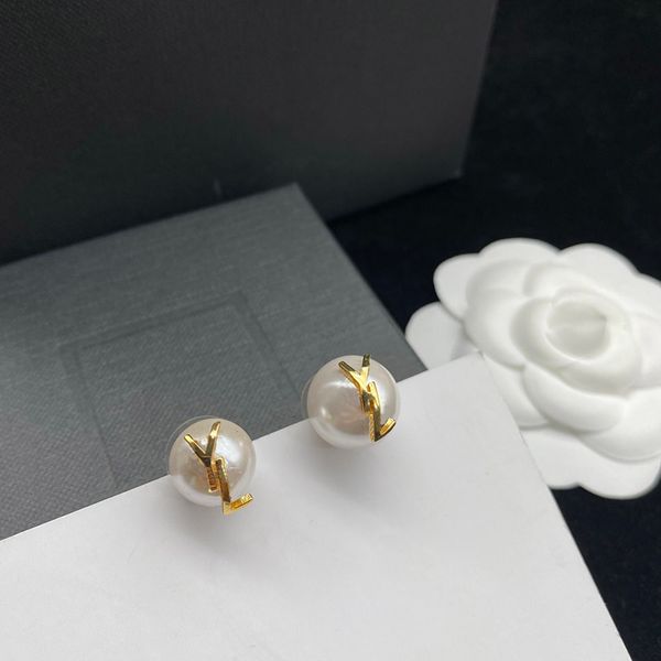 Stud Pearl Earrings - Elegant 925 Silver Designer Jewelry with Love Letter Hoops, Perfect Wedding Gift in Presentation Box