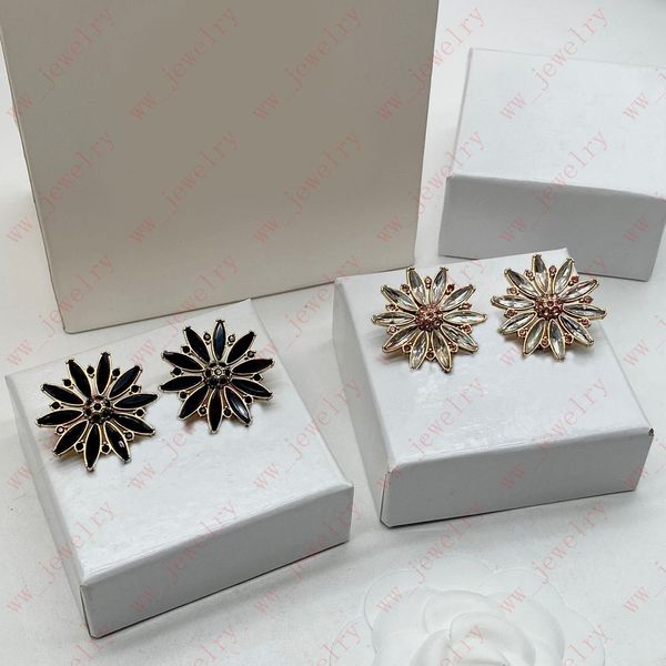Stud925 Silver and black needle earrings with vintage crystal flower accents, perfect for women's banquets and gifts