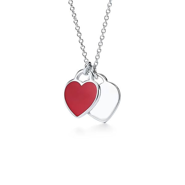 Stunning love-themed stainless steel necklace featuring a delicate double heart pendant, perfect for women's fashion