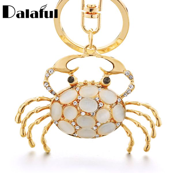 Stylish crab-shaped keychain with opal crystals for women's bags and cars