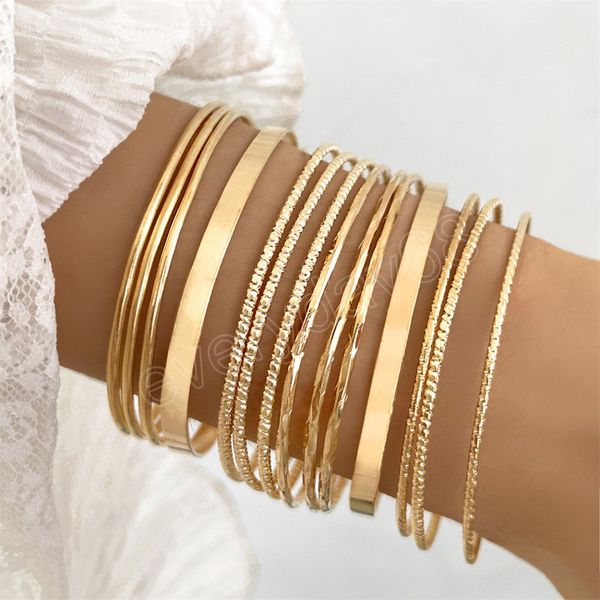 Stylish gold punk bracelets for women, trendy alloy bangles with bohemian charm