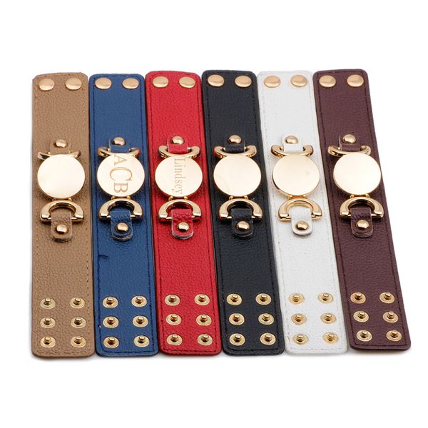 Stylish metal charm leather bracelet with colorful design, a trendy unisex jewelry gift inspired by American and European fashion