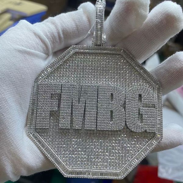 Super Hotsale Iced Out Gold Plated Full CZ Custom Letter Name Hexagon Pendant Necklace Hiphop Jewelry Gift with 3mm 24inch Rope Chain