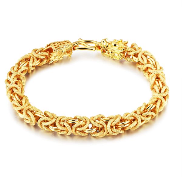 Thick 18k gold-filled men's chain bracelet, classic solid design, 7.87 inches, ideal gift