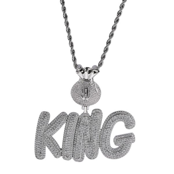 TopBling A-Z Custom Letter Pendants with Dollar Buckle and Zircon Stones