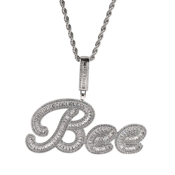 TopBling Hip Hop A-Z Custom Letters Pendant Necklace in Rose Gold and Silver Jewelry