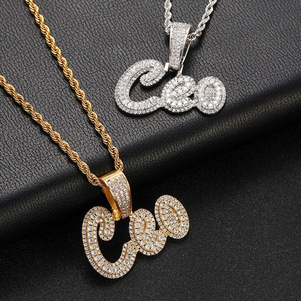 TopBling Hip Hop Custom 26 Letters Name Pendant Necklace 18k Real Gold Plated Jewelry