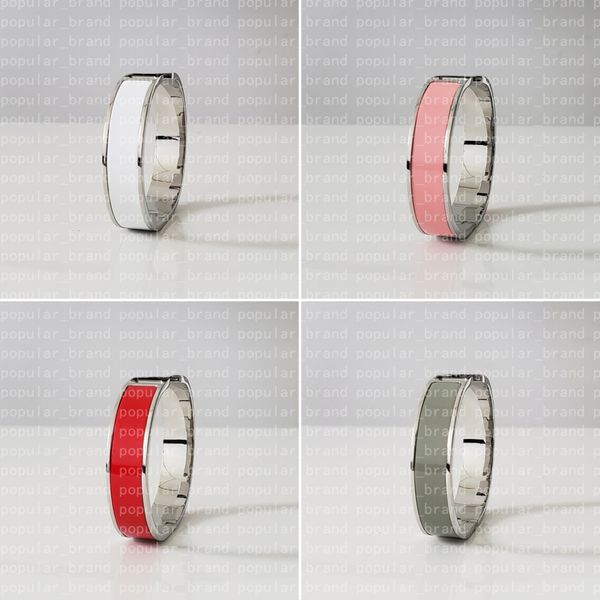 Trendy 12mm wide silver bracelet with letter buckle for men and women