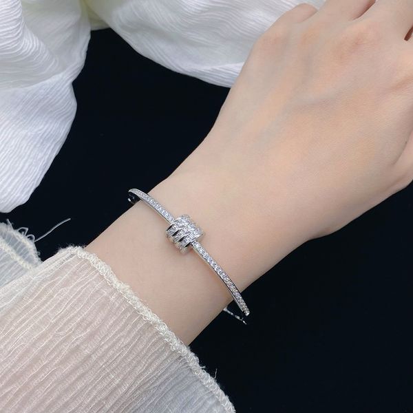 Trendy 2022 Zircon White Gold Filled Bangle Cuff for Women's Bridal and Party Wear