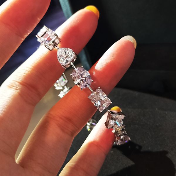Trendy Moissanite Diamond Bracelet crafted from genuine 925 Sterling Silver, perfect for women's engagement, wedding, and bridal jewelry