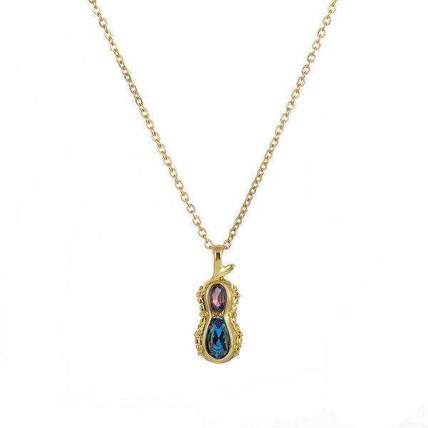 Trendy titanium steel pendant necklace with creative crystal peanut design for stylish women
