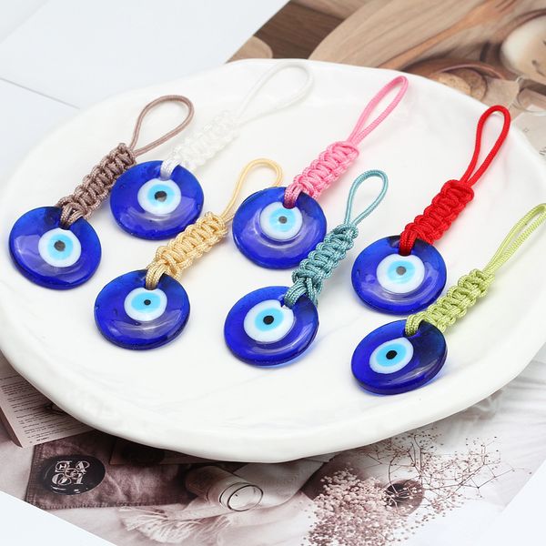 Turkish Evil Eye Keychain - Blue Lucky Charm Woven Keyring for Men and Women