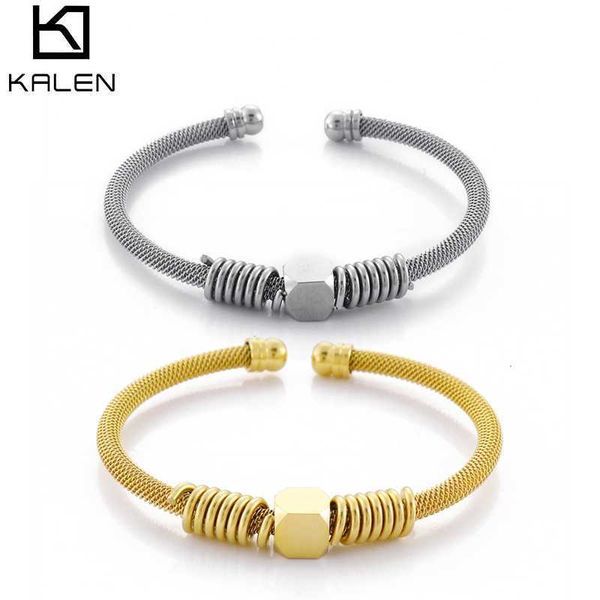 Unique braided chain link open cuff bangles in vintage stainless steel, stylish unisex charm bracelets for men and women