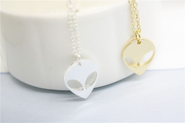 Unique Science ET Necklaces in Gold/Silver featuring Alien Pendant Designs for Clavicle Jewelry, perfect as Holiday Gifts
