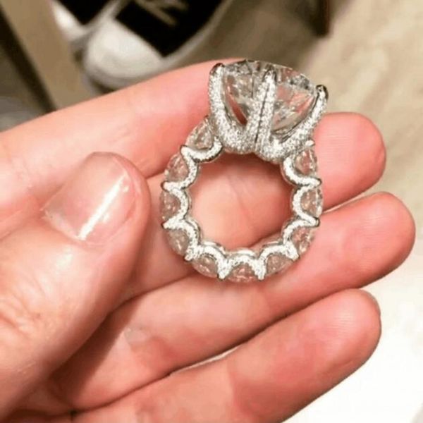 Vecalon Vintage Flower Promise Ring in 925 sterling silver with AAAAA Sona CZ, perfect as a women's wedding band or bridal jewelry gift