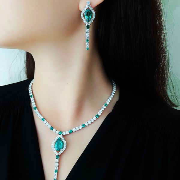 Vintage 925 Sterling Silver Emerald Jewelry Set for Women, Perfect for Bridal, Wedding, and Party Wear as an Elegant Gift
