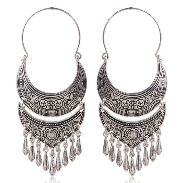 Vintage alloy and copper silver drop earrings with anchor dangle design for casual jewelry wear