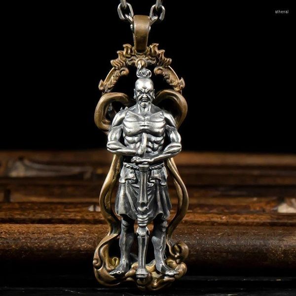 Vintage Buddhist pendant necklaces featuring Dharma Protector Vajra Arhat Buddha designs for men and women as religious amulets