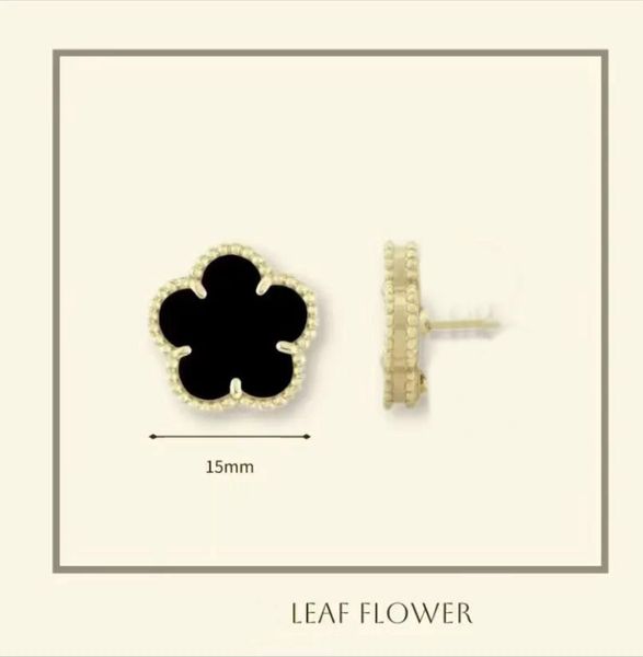 Vintage clover stud earrings with mother-of-pearl and gold accents, featuring agate charms for elegant women's wedding jewelry