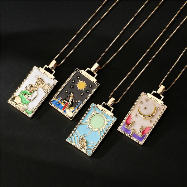 Vintage colorful enamel pendant necklace in 18K gold and copper, a stylish jewelry piece for both men and women as a gift