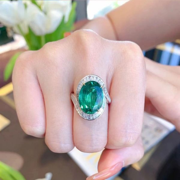 Vintage Emerald Diamond Ring in 925 Sterling Silver for Women's Bridal and Wedding Jewelry Gifts